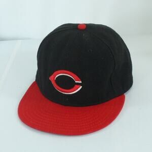 New Era Cincinnati Reds Logo Fitted 7 5/8 59Fifty On Field Cap Hat Black Red